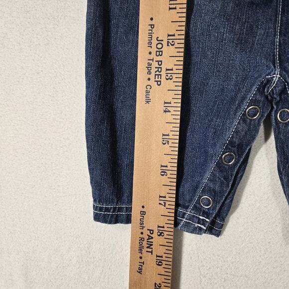 VTG Save The Children Newton Trading Co Denim Romper 3 Mo Blue Embr Fire Truck - Picture 13 of 14